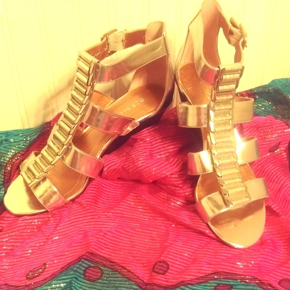 BCBGeneration Shoes - BCBGeneration Vandy Wedge Gold Gladiator Sandals